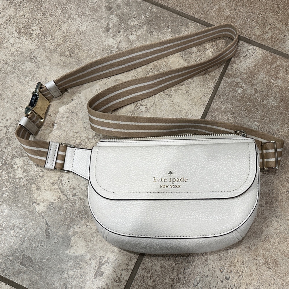 Kate Spade Cream Belt Bag with Tan Strap